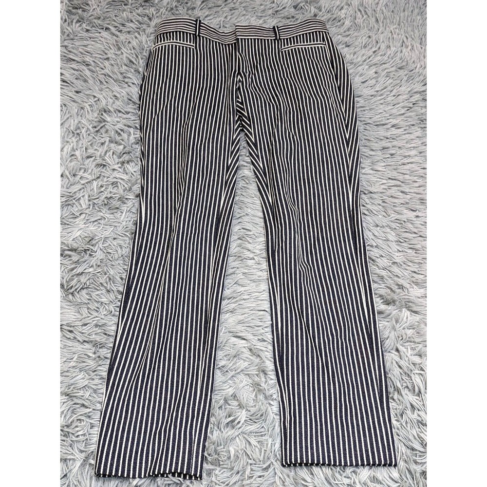 Banana Republic Sloan Pants Womens Size 0 Business‎ Striped Black White Slim Fit